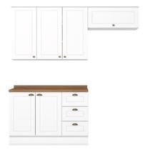 Cozinha Modulada 4P Balcao Tampo 200cm Americana Branco Nature Henn Cozinha Modulada 4P Balcao Tampo 200cm Americana Branco Nature Henn