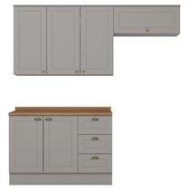 Cozinha Modulada 4P Balcao Tampo 200cm Americana Cinza Nature Henn Cozinha Modulada 4P Balcao Tampo 200cm Americana Cinza Nature Henn