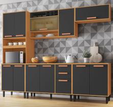 Cozinha Modulada 5 Peças 12 Portas 2 Gavetas Vidro Reflecta e Nicho para Forno Nápoles Itatiaia