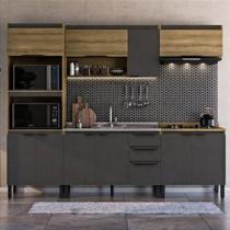 Cozinha Modulada 5 Peças 2 Aéreos 2 Balcões E 1 Torre Quente Mag Mel/grafite .