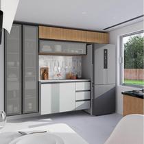 Cozinha Modulada 5 Peças 3 Aéreos 1 Balcão 1 Cristaleira Nara CabeCasa MadeiraOriginals Avena/Cinza Claro Cozinha Modulada 5 Peças 3 Aéreos 1 Balcão 1 Cristaleira Nara CabeCasa MadeiraOriginals Avena/Cinza Claro