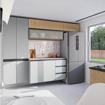 Cozinha Modulada 5 Peças 3 Aéreos 1 Balcão 1 Paneleiro Nara CabeCasa MadeiraOriginals Marrom/Avena/Cinza Claro Cozinha Modulada 5 Peças 3 Aéreos 1 Balcão 1 Paneleiro Nara CabeCasa MadeiraOriginals Marrom/Avena/Cinza Claro