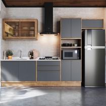 Cozinha Modulada 5 Peças 9 Portas 3 Gavetas com Divisor de Talheres 1 Nicho para Forno Viena Cinza Cozinha Modulada 5 Peças 9 Portas 3 Gavetas com Divisor de Talheres 1 Nicho para Forno Viena Cinza