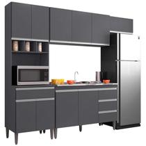 Cozinha Modulada 5 Peças Balcão com Pia 120cm Andréia Cinza- Ajl Móveis