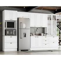 Cozinha Modulada 5 Peças com Cristaleira e Torre Quente 10 Portas 7 Gavetas Americana Henn - Branco HP Fosco