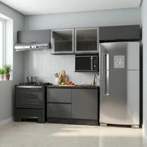 Cozinha Modulada 5 Peças com Nicho para Micro-ondas e Balcão com Tampo 5 Portas 3 Gavetas Etna Grafite Cozinha Modulada 5 Peças com Nicho para Micro-ondas e Balcão com Tampo 5 Portas 3 Gavetas Etna Grafite