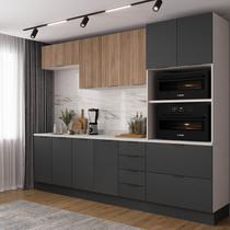 Cozinha Modulada 5 Peças com Tampo com Rodapé Ipanema CabeCasa MadeiraOriginals Marrom/Grafite Trama/Acácia Cozinha Modulada 5 Peças com Tampo com Rodapé Ipanema CabeCasa MadeiraOriginals Marrom/Grafite Trama/Acácia