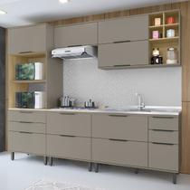 Cozinha Modulada 5 Peças Mdf com Aéreo 1200 Porta Basculante e Torre 2 Fornos Florença Fendi/Castanho