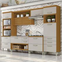Cozinha Modulada 5 Peças Ripado Princesa 100% MDF Marrom/Freijó/Off White Cozinha Modulada 5 Peças Ripado Princesa 100% MDF Marrom/Freijó/Off White