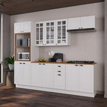 Cozinha Modulada 5 Peças Torre Quente 2 Balcões com Tampo 2 Aéreos 100% MDF com Vidro e Rodapé Bari Cozinha Modulada 5 Peças Torre Quente 2 Balcões com Tampo 2 Aéreos 100% MDF com Vidro e Rodapé Bari