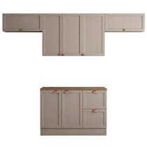 Cozinha Modulada 5 Peças Unna J00142P 2 Portas 1 Gaveta 280cm Gris Poliman Móveis