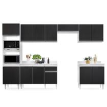 Cozinha Modulada 6 Módulos Composição 8 Branco/Preto - Lumil Móveis