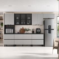 Cozinha Modulada 6 Peças 11 Portas 6 Gavetas Mdf Dodradiça Slow Motion Lúmina Itatiaia Grafite/fendi