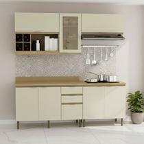 Cozinha Modulada 6 Peças 2 Aéreos 1 Balcão 120cm e 1 de 80cm com Tampo Cooktop Bege/Nature Cozinha Modulada 6 Peças 2 Aéreos 1 Balcão 120cm e 1 de 80cm com Tampo Cooktop Bege/Nature