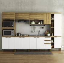 Cozinha Modulada 6 Peças 2 Aéreos 2 Balcões 1 Paneleiro E 1 Torre Quente Mag MeL Branco