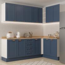 Cozinha Modulada 6 Peças 3 Armários Aéreos e Nichos, 3 Balcões CabeCasa MadeiraOriginals Azul/Branco Cozinha Modulada 6 Peças 3 Armários Aéreos e Nichos, 3 Balcões CabeCasa MadeiraOriginals Azul/Branco