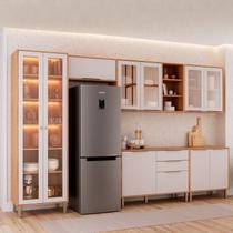 Cozinha Modulada 6 Peças Brilhante com 1 Cristaleira 2 Balcões 3 Armários Aéreos Cozinha Modulada 6 Peças Brilhante com 1 Cristaleira 2 Balcões 3 Armários Aéreos