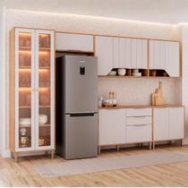 Cozinha Modulada 6 Peças com 1 Cristaleira 2 Balcões e 3 Armários Aéreos Celeste
