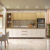 Cozinha Modulada 6 Peças com Aéreo 2 Portas - Canary/Off White 100% MDF - Florença Móveis Sul Cozinha Modulada 6 Peças com Aéreo 2 Portas - Canary/Off White 100% MDF - Florença Móveis Sul