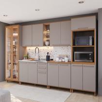 Cozinha Modulada 6 Peças com LED e Vidro sem Pia Damasco Indekes Cozinha Modulada 6 Peças com LED e Vidro sem Pia Damasco Indekes