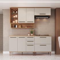 Cozinha Modulada 6 Peças com Tampo 120cm Nicho Decorativo Balcão para Cooktop Isabelle