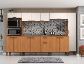 Cozinha Modulada 6 Peças Iara 300cm x 193cm x 53cm Marrom/Freijó/Off White Cozinha Modulada 6 Peças Iara 300cm x 193cm x 53cm Marrom/Freijó/Off White