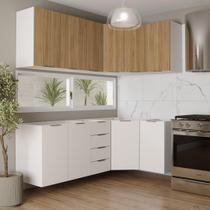 Cozinha Modulada 6 Peças Sem Tampo 3 Aéreos e 3 Balcões Ipanema CabeCasa MadeiraOriginals Acácia/Branco Cozinha Modulada 6 Peças Sem Tampo 3 Aéreos e 3 Balcões Ipanema CabeCasa MadeiraOriginals Acácia/Branco