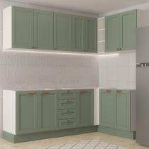 Cozinha Modulada 6 Peças sem Tampo 3 Armários Aéreos e Nichos, 3 Balcões CabeCasa MadeiraOriginals Verde Menta/Branco Cozinha Modulada 6 Peças sem Tampo 3 Armários Aéreos e Nichos, 3 Balcões CabeCasa MadeiraOriginals Verde Menta/Branco