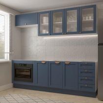 Cozinha Modulada 6 Peças sem Tampo com Balcão para Forno de Embutir CabeCasa MadeiraOriginals Azul/Branco Cozinha Modulada 6 Peças sem Tampo com Balcão para Forno de Embutir CabeCasa MadeiraOriginals Azul/Branco