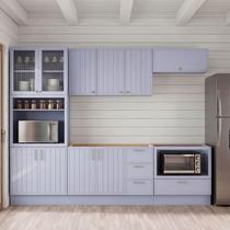 Cozinha Modulada 6 Peças sem Tampo com Cristaleira Marselha CabeCasa MadeiraOriginals Azul/Sereno Cozinha Modulada 6 Peças sem Tampo com Cristaleira Marselha CabeCasa MadeiraOriginals Azul/Sereno