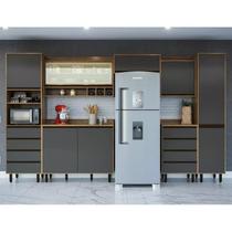 Cozinha Modulada 7 Peças 8 Portas 8 Gavetas Confort Cinza/Cinamomo/Grafite Cozinha Modulada 7 Peças 8 Portas 8 Gavetas Confort Cinza/Cinamomo/Grafite
