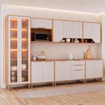Cozinha Modulada 7 Peças com 1 Cristaleira 3 Balcões e 3 Armários Aéreos Celeste Cinamomo/Off White Cozinha Modulada 7 Peças com 1 Cristaleira 3 Balcões e 3 Armários Aéreos Celeste Cinamomo/Off White