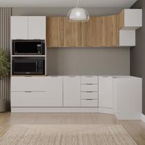 Cozinha Modulada 7 Peças sem Tampo com Rodapé Ipanema CabeCasa MadeiraOriginals Branco/Acácia Cozinha Modulada 7 Peças sem Tampo com Rodapé Ipanema CabeCasa MadeiraOriginals Branco/Acácia