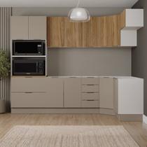 Cozinha Modulada 7 Peças sem Tampo com Rodapé Ipanema CabeCasa MadeiraOriginals Marrom/Fendi Trama/Acácia