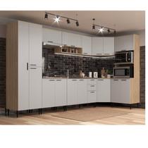 Cozinha Modulada 8 Peças 17 Portas 2 Gavetas Amalia Aveiro Oak/Cinza Urbano