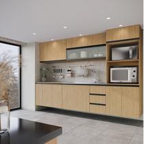 Cozinha Modulada 8 Peças 4 Aéreos 3 Balcões 1 Torre Quente Nara CabeCasa MadeiraOriginals Marrom/Avena/Cinza Claro Cozinha Modulada 8 Peças 4 Aéreos 3 Balcões 1 Torre Quente Nara CabeCasa MadeiraOriginals Marrom/Avena/Cinza Claro
