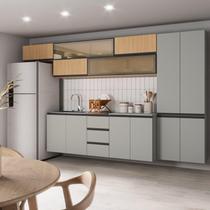 Cozinha Modulada 8 Peças 5 Aéreos 2 Balcões 1 Paneleiro Nara CabeCasa MadeiraOriginals Avena/Cinza Claro Cozinha Modulada 8 Peças 5 Aéreos 2 Balcões 1 Paneleiro Nara CabeCasa MadeiraOriginals Avena/Cinza Claro