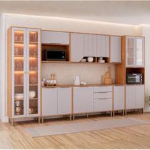 Cozinha Modulada 8 Peças com 1 Cristaleira 3 Balcões 3 Armários Aéreo e 1 Torre Celeste Bege/Cinamomo/Platina Cozinha Modulada 8 Peças com 1 Cristaleira 3 Balcões 3 Armários Aéreo e 1 Torre Celeste Bege/Cinamomo/Platina