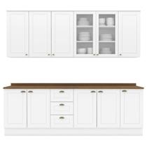 Cozinha Modulada 9 Pecas 240cm CE856 Americana Branco Nature Henn
