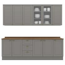 Cozinha Modulada 9 Pecas 240cm CE856 Americana Cinza Nature Henn