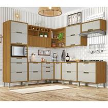 Cozinha Modulada 9 Peças com 4 Aéreos 4 Balcões 1 Paneleiro Ripado Imperatriz 100% MDF Marrom/Freijó/Offwhite Cozinha Modulada 9 Peças com 4 Aéreos 4 Balcões 1 Paneleiro Ripado Imperatriz 100% MDF Marrom/Freijó/Offwhite