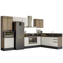 Cozinha Modulada 9 Peças MDF Kali Carvalho Toq Off White Cetim Nicioli Cozinha Modulada 9 Peças MDF Kali Carvalho Toq Off White Cetim Nicioli