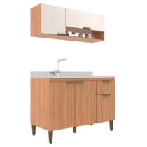 Cozinha Modulada Alana 2 Pecas com Aéreo e Corrediças Metálicas Freijo/off White Cozinha Modulada Alana 2 Pecas com Aéreo e Corrediças Metálicas Freijo/off White