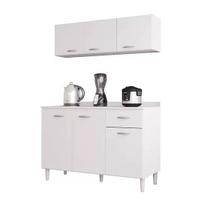 Cozinha Modulada Alice 120cm Armário Aéreo e Balcão para Pia Branca Poquema Sem Tampo Cozinha Modulada Alice 120cm Armário Aéreo e Balcão para Pia Branca Poquema Sem Tampo