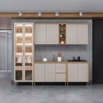 Cozinha Modulada Allure Linea Brasil 5 Peças MDF com Cristaleira e LED A02M3 Cozinha Modulada Allure Linea Brasil 5 Peças MDF com Cristaleira e LED A02M3