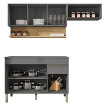 Cozinha Modulada Ambiente Line Composição 1 Gris Freijó - Kits Paraná