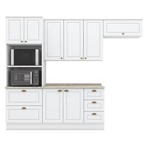 Cozinha Modulada Americana 4 Peças Branco HP com Tampo Calcare Henn Cozinha Modulada Americana 4 Peças Branco HP com Tampo Calcare Henn