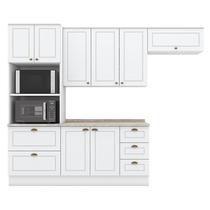 Cozinha Modulada Americana 4 Peças Branco HP com Tampo Calcare Henn Cozinha Modulada Americana 4 Peças Branco HP com Tampo Calcare Henn