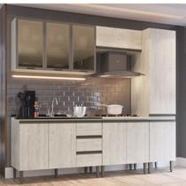 Cozinha Modulada Americana 5 peças Vidro Greta Crema Megasul Cozinha Modulada Americana 5 peças Vidro Greta Crema Megasul