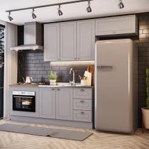 Cozinha Modulada Apê 280cm para Forno de embutir com Tampo Americana Henn - Cinza/Nature Cozinha Modulada Apê 280cm para Forno de embutir com Tampo Americana Henn - Cinza/Nature